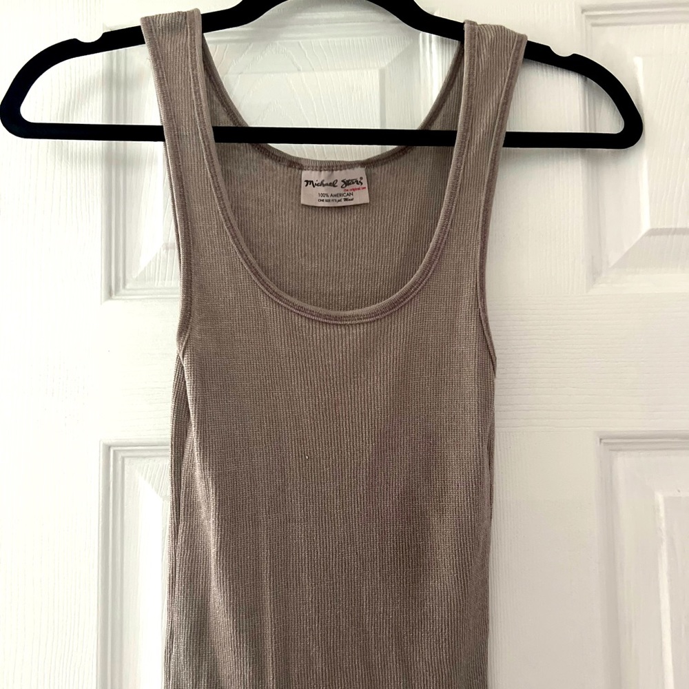 Michael Stars once worn gray tan tank top.